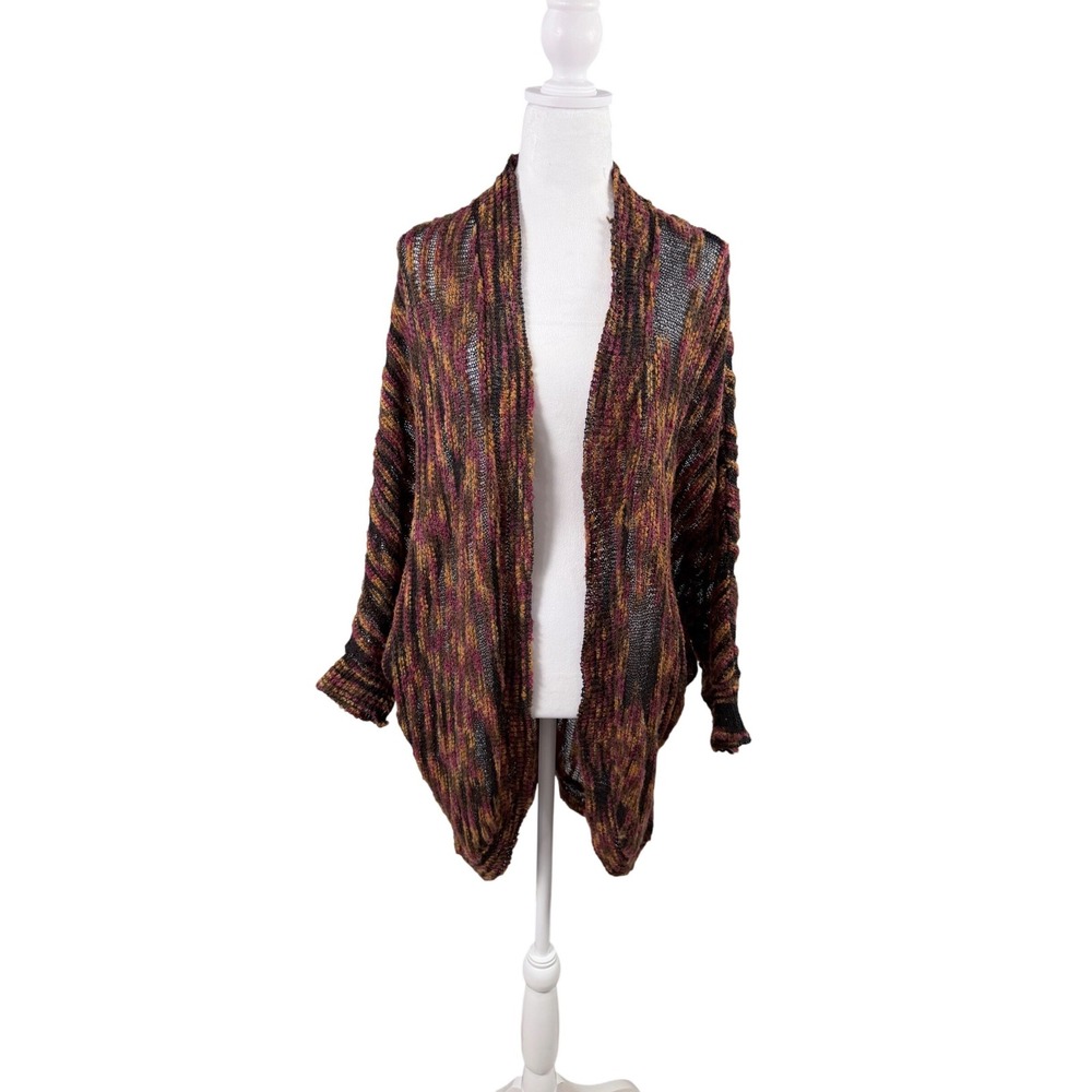 Sun & Shadow Cardigan Women M/L Multi Color Space Dye Cocoon Batwing Knit